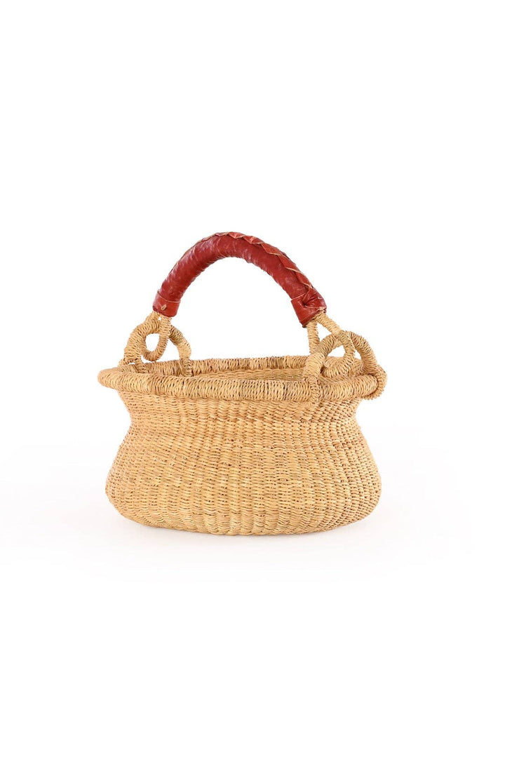 Petite Natural Swing Basket - Leather Handle