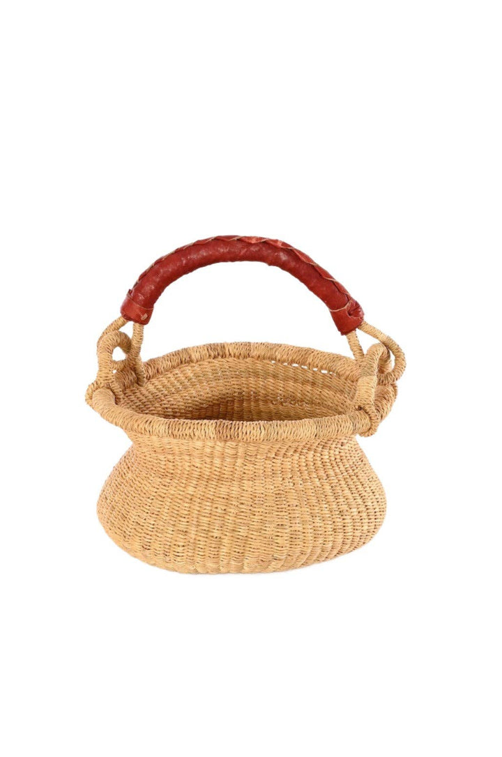 Petite Natural Swing Basket - Leather Handle